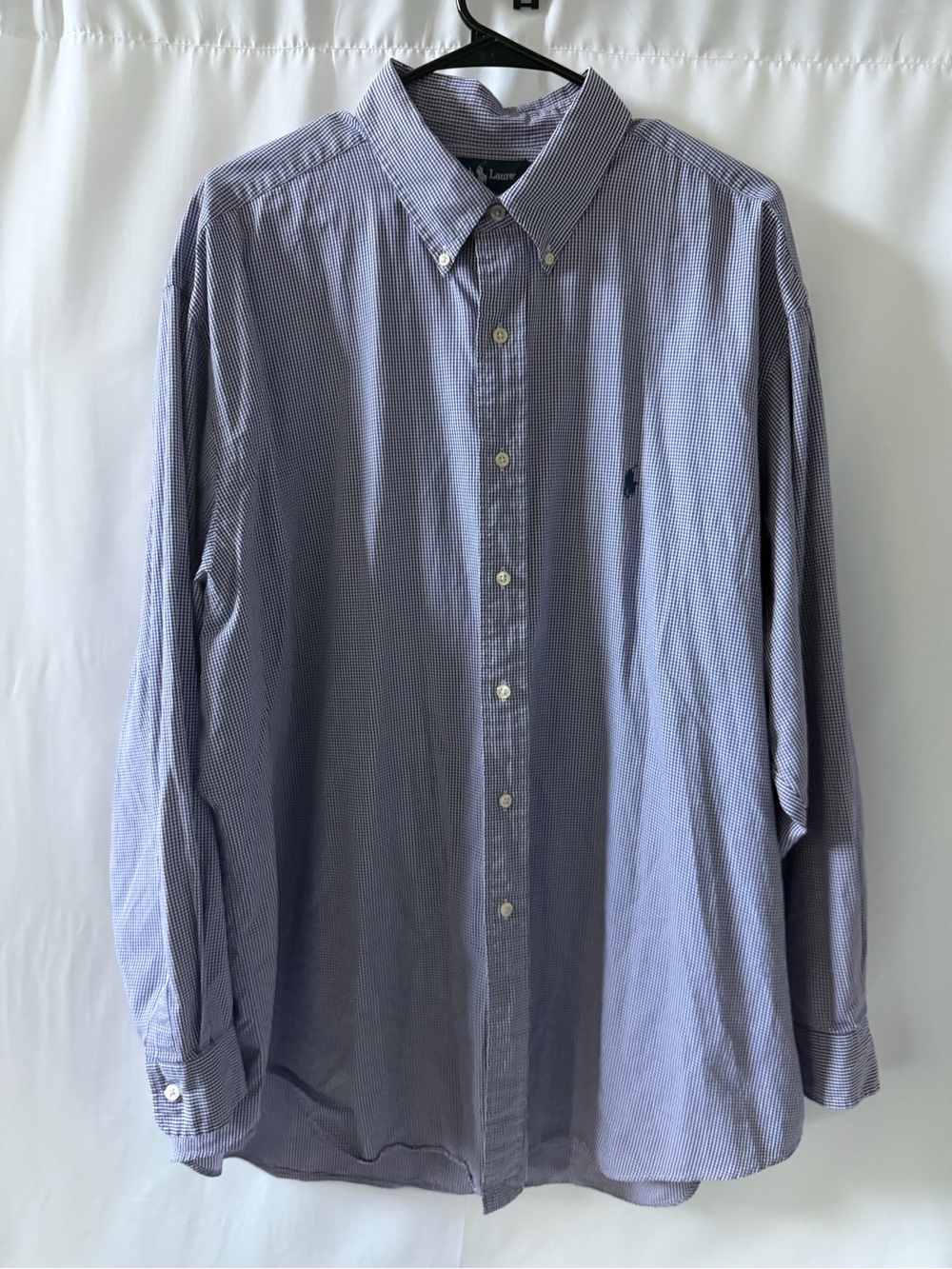 Ralph Lauren Men’s 2XLT Blue Check Button Down Shirt Big Tall 100% Cotton